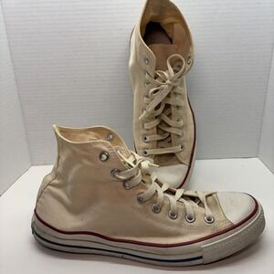 Vintage Converse Mens 10 Wo 12 White Faded Y2K Lace Grunge High Top Chuck Taylor